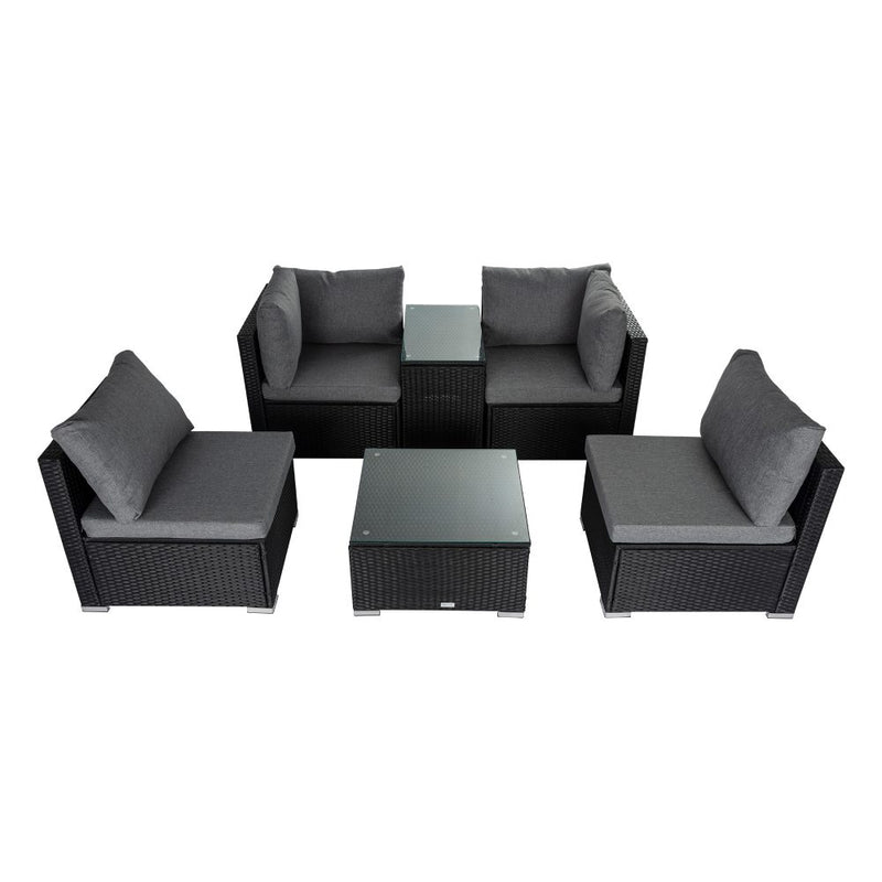 Modular Outdoor Lounge Set-9pcs Sofa, Armchairs and Coffee Table