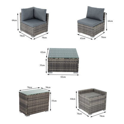 7PC Outdoor Wicker Lounge with Storage Corner (Grey)