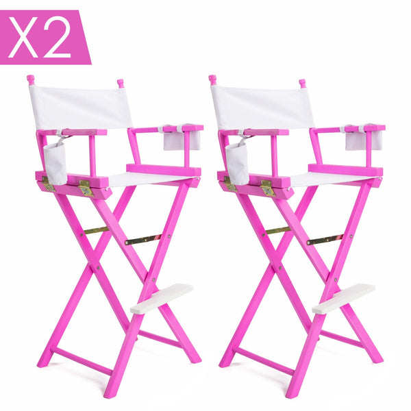 2X Director Movie Folding Tall Chair 75cm PINK HUMOR