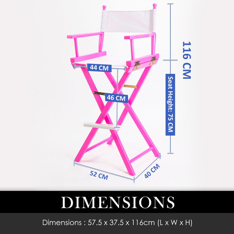2X Director Movie Folding Tall Chair 75cm PINK HUMOR