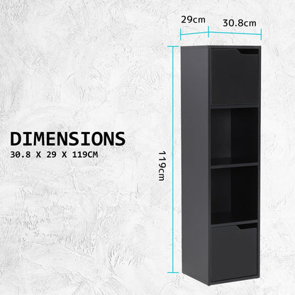 La Bella 119cm Black Bathroom Storage Cabinet Tall Slim
