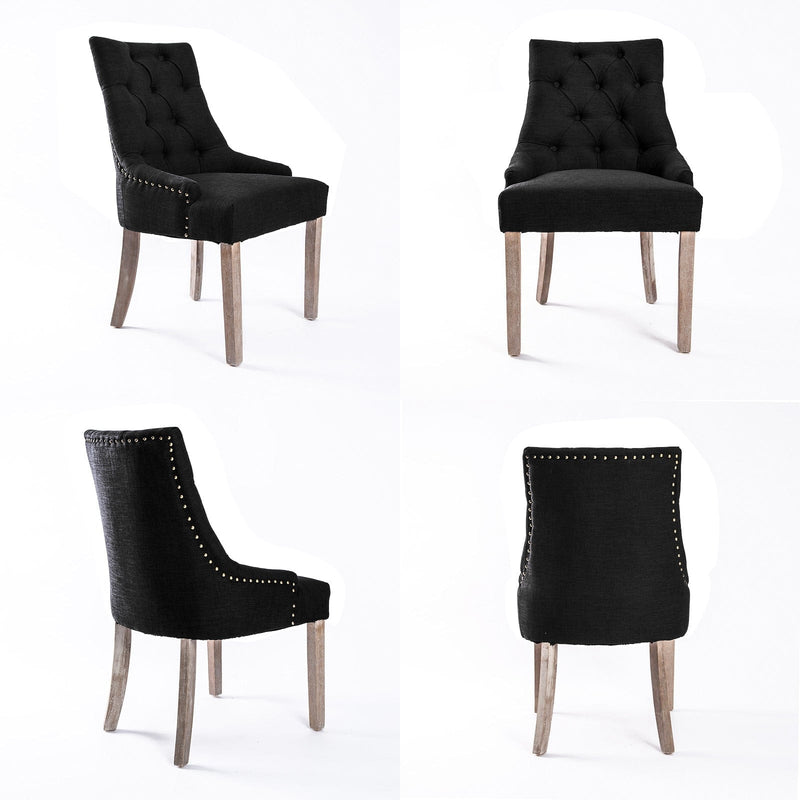 4X French Provincial Dining Chair Oak Leg AMOUR DARK BLACK