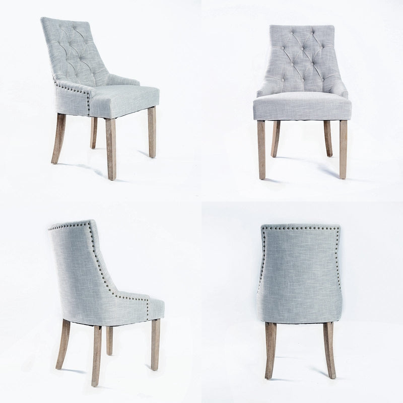 4X French Provincial Dining Chair Oak Leg AMOUR GREY