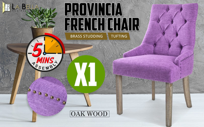 French Provincial Dining Chair Oak Leg AMOUR VIOLET