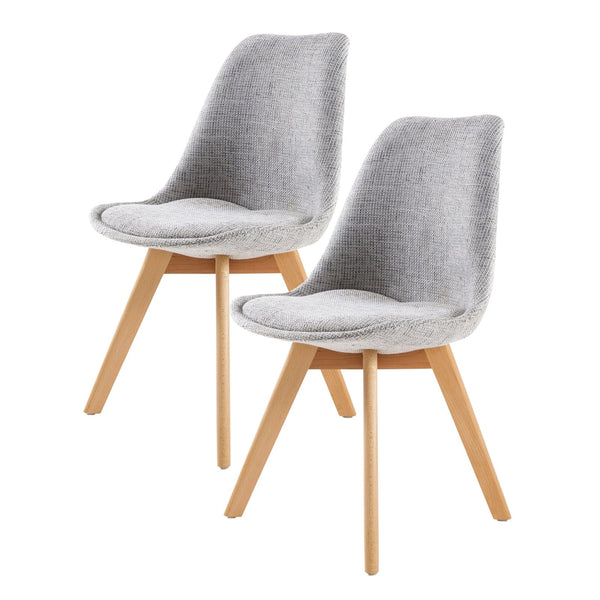 2X Retro Dining Cafe Chair Padded Seat GREY