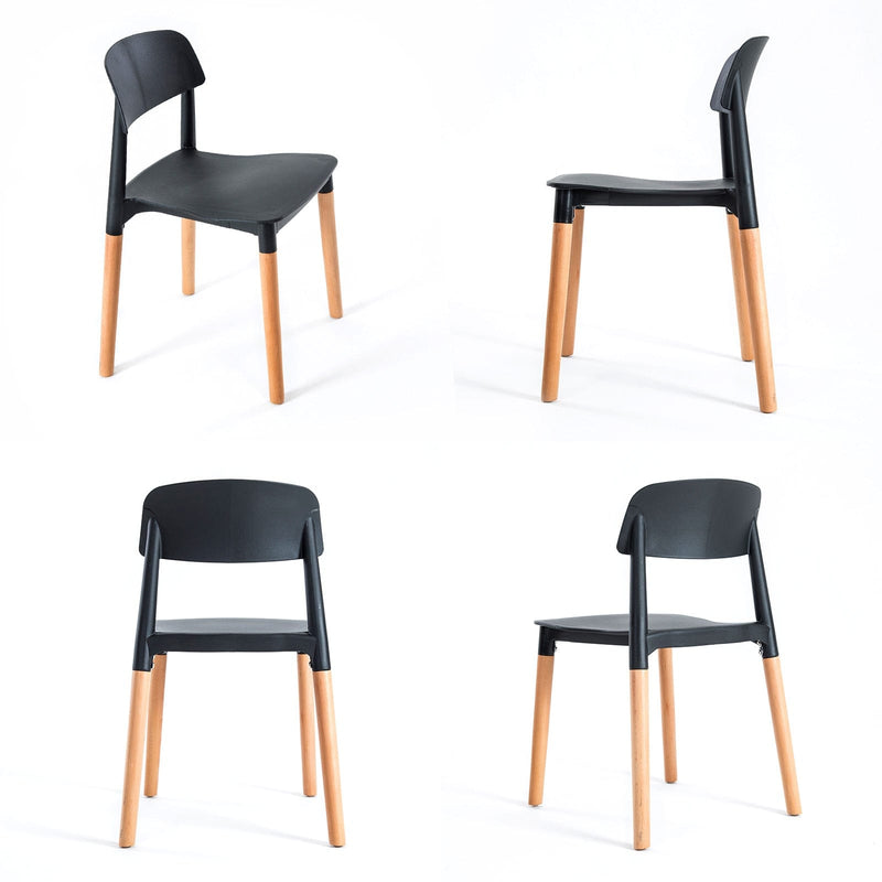 4X Retro Belloch Stackable Dining Cafe Chair BLACK