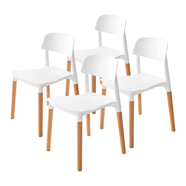 4X Retro Belloch Stackable Dining Cafe Chair WHITE