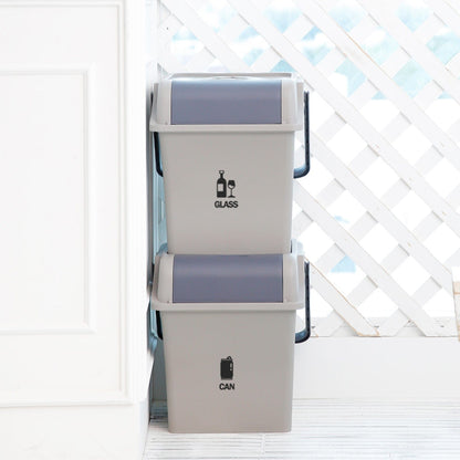2 Set 45L Stackable Recycle Bin Brown Rubbish Open-Touch Flip Lid