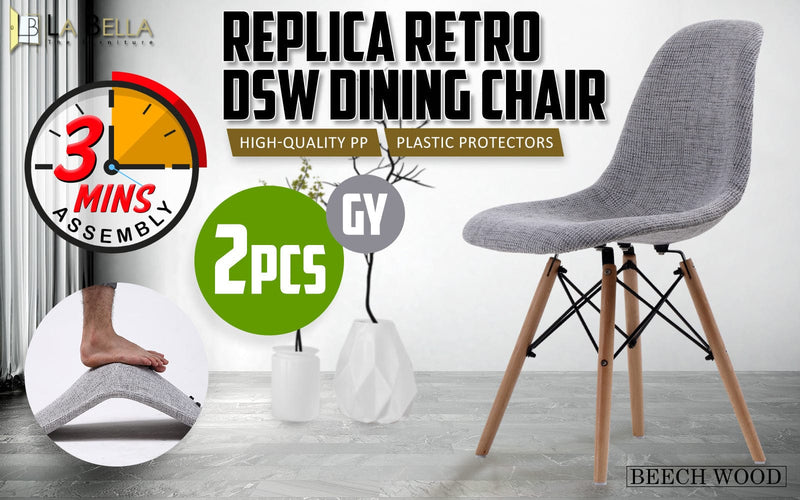 2X Retro Dining Cafe Chair DSW GREY