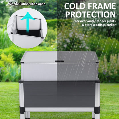 Cold Frame Greenhouse Cover Raised Garden Bed Stand Planter GREY