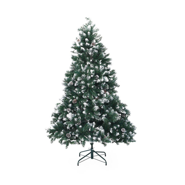 Snowy Christmas Tree Xmas Pine Cones 5Ft 150cm 720 tips GREEN