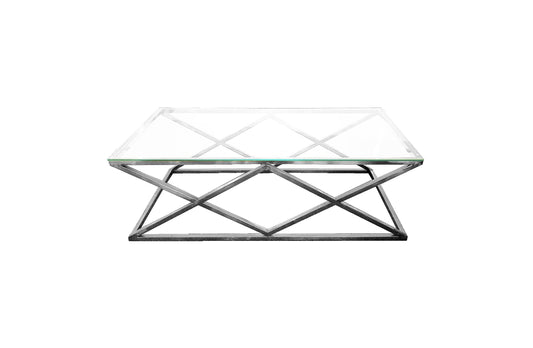 Alsea Coffee Table Silver Base - Clear Glass