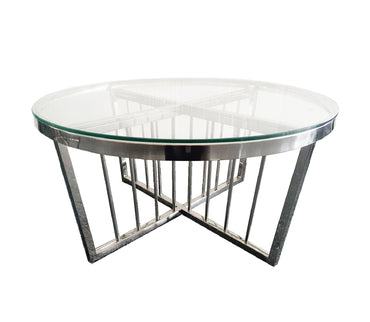 Salina Coffee Table -Clear Top - 95cm Silver