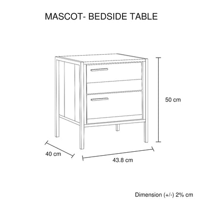 4 Pieces Bedroom Suite with Particle Board Contraction and Metal Legs Queen Size Oak Colour Bed, Bedside Table & Tallboy