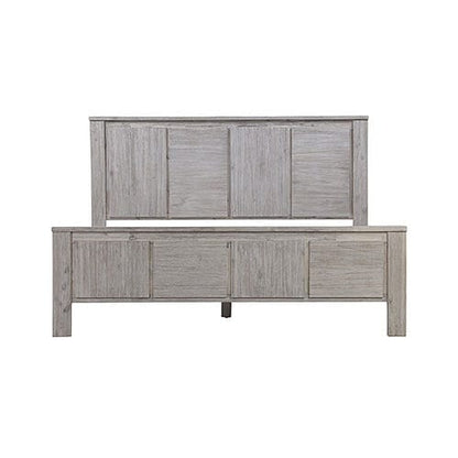 Queen Size Bed Frame with Solid Acacia Wood Veneered Construction in White Ash Colour