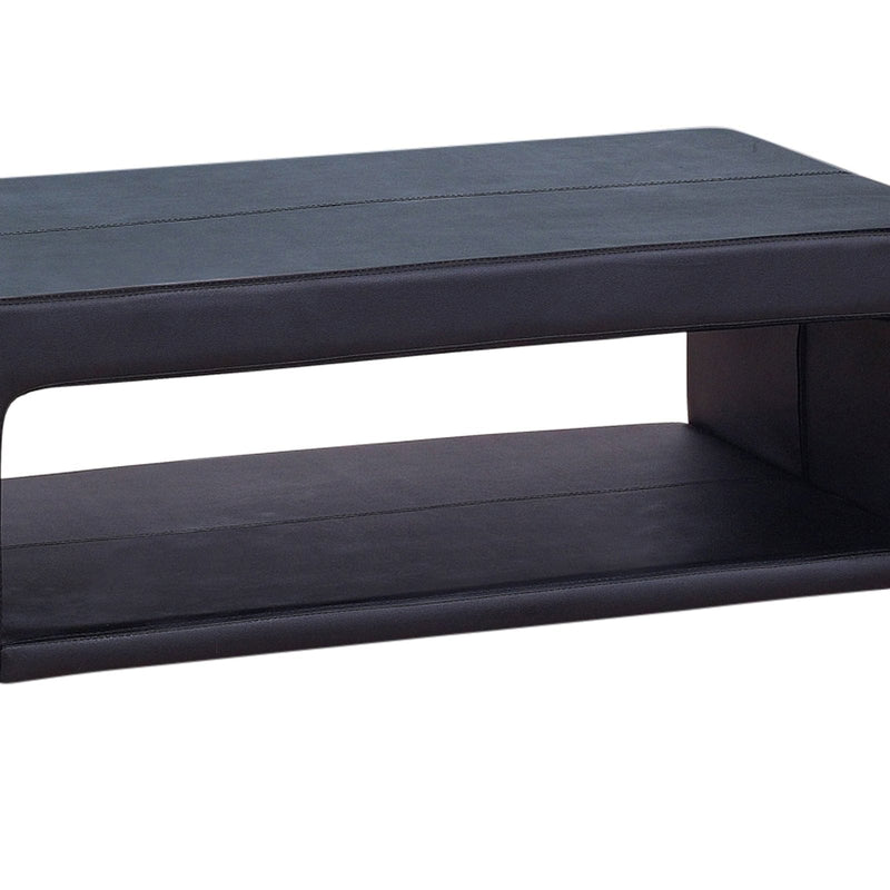 Coffee Table Upholstered PU Leather in Black Colour with open storage