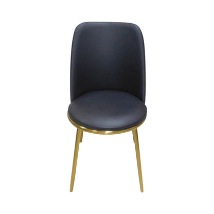 6X Dining Chairs Black Leatherette Seat Golden Frame Tripod Legs Stainless Steel Firm Support