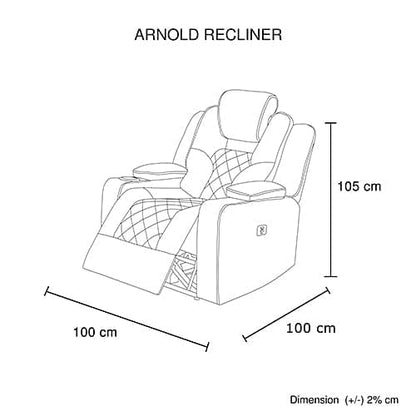 Electric Recliner Stylish Rhino Fabric Black 1 Seater Lounge Armchair with LED Features