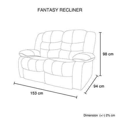 2 Seater Recliner Sofa In Faux Leather Lounge Couch in Black