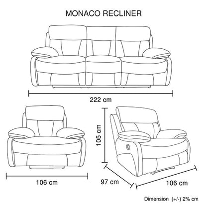 3+1+1 Seater Electric Recliner Sofa In Luxe Rhino Polyester Plywood Fabric In Ash Colour with Plastic Black Base