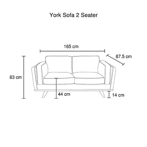 York Sofa 2 Seater Fabric Cushion Modern Sofa Blue Colour