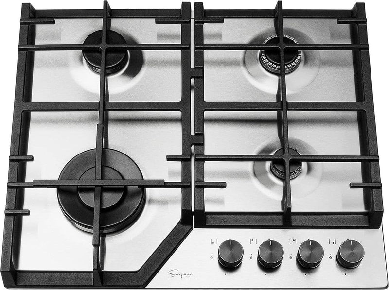 Empava Gas Cooktop 60cm Kitchen Stove 4 Burner Cook Top NG LPG Convertible in Stainless Steel