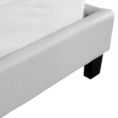 King PU Leather Bed Frame White