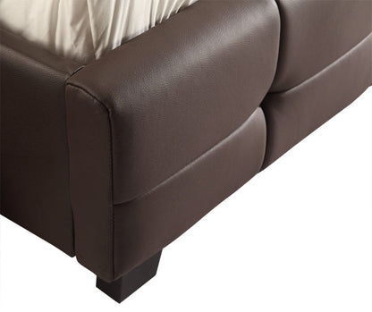 Queen PU Leather Deluxe Bed Frame Brown