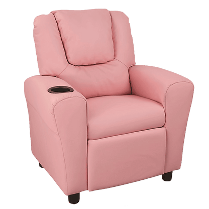 PU Leather Kids Recliner with Drink Holder