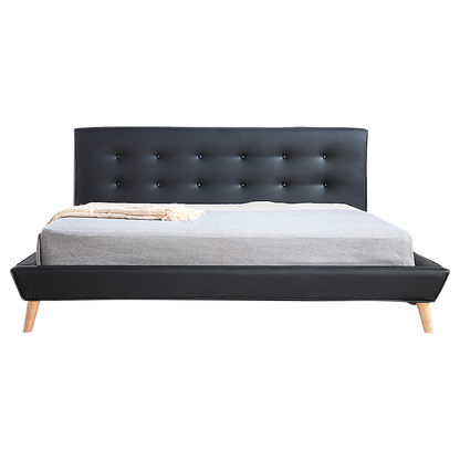 King PU Leather Deluxe Bed Frame Black