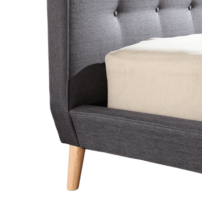 Queen Linen Fabric Deluxe Bed Frame Grey