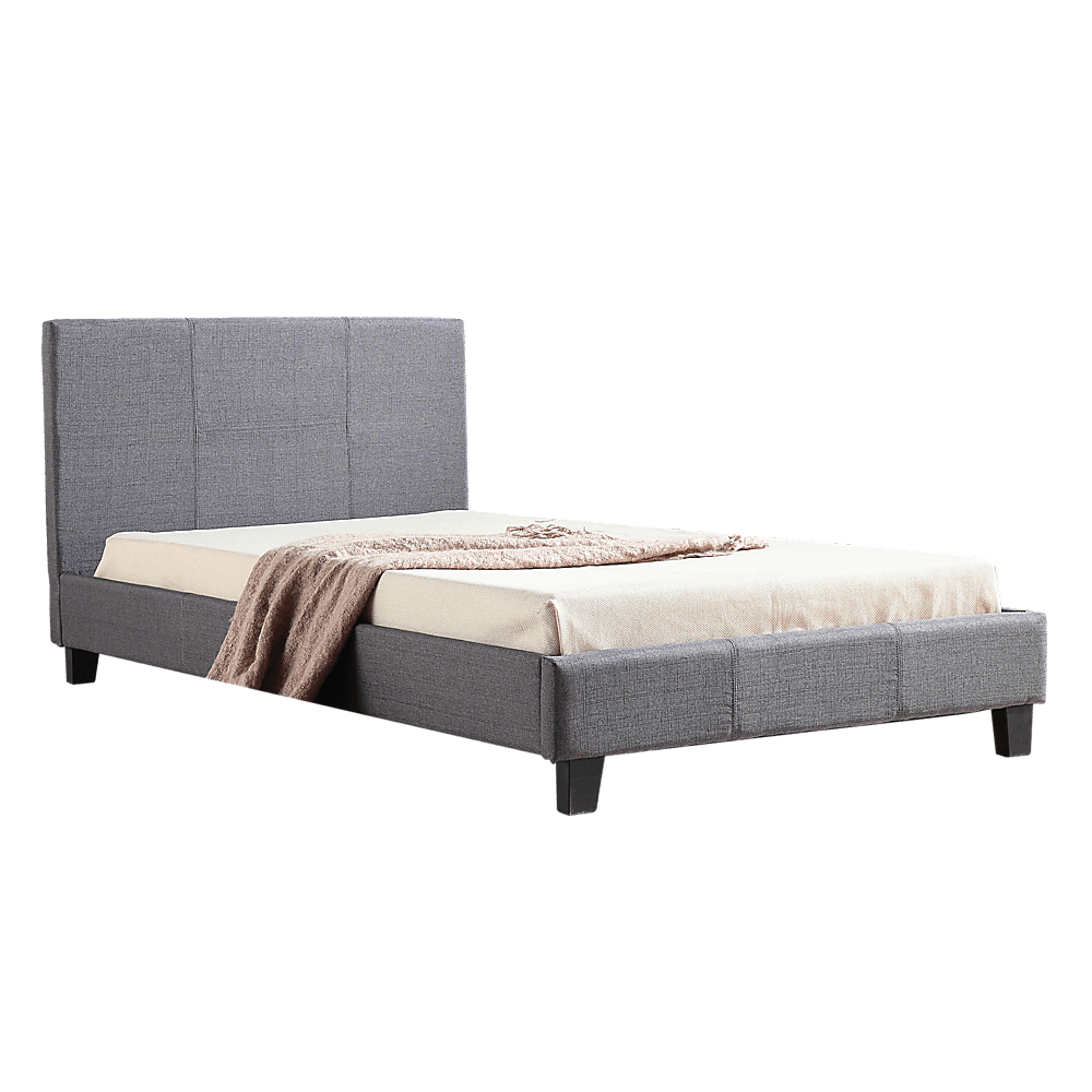 King Single Linen Fabric Bed Frame Grey