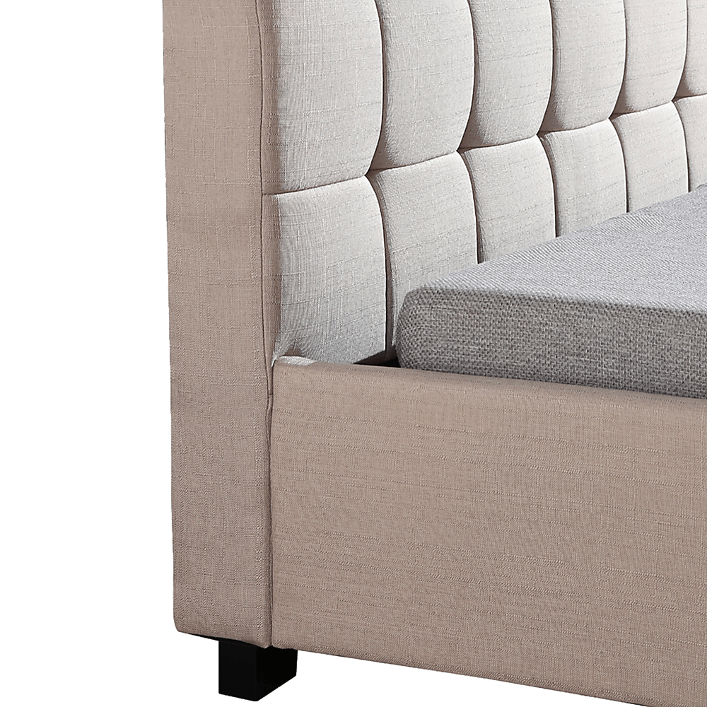 King Single Linen Fabric Deluxe Bed Frame Beige
