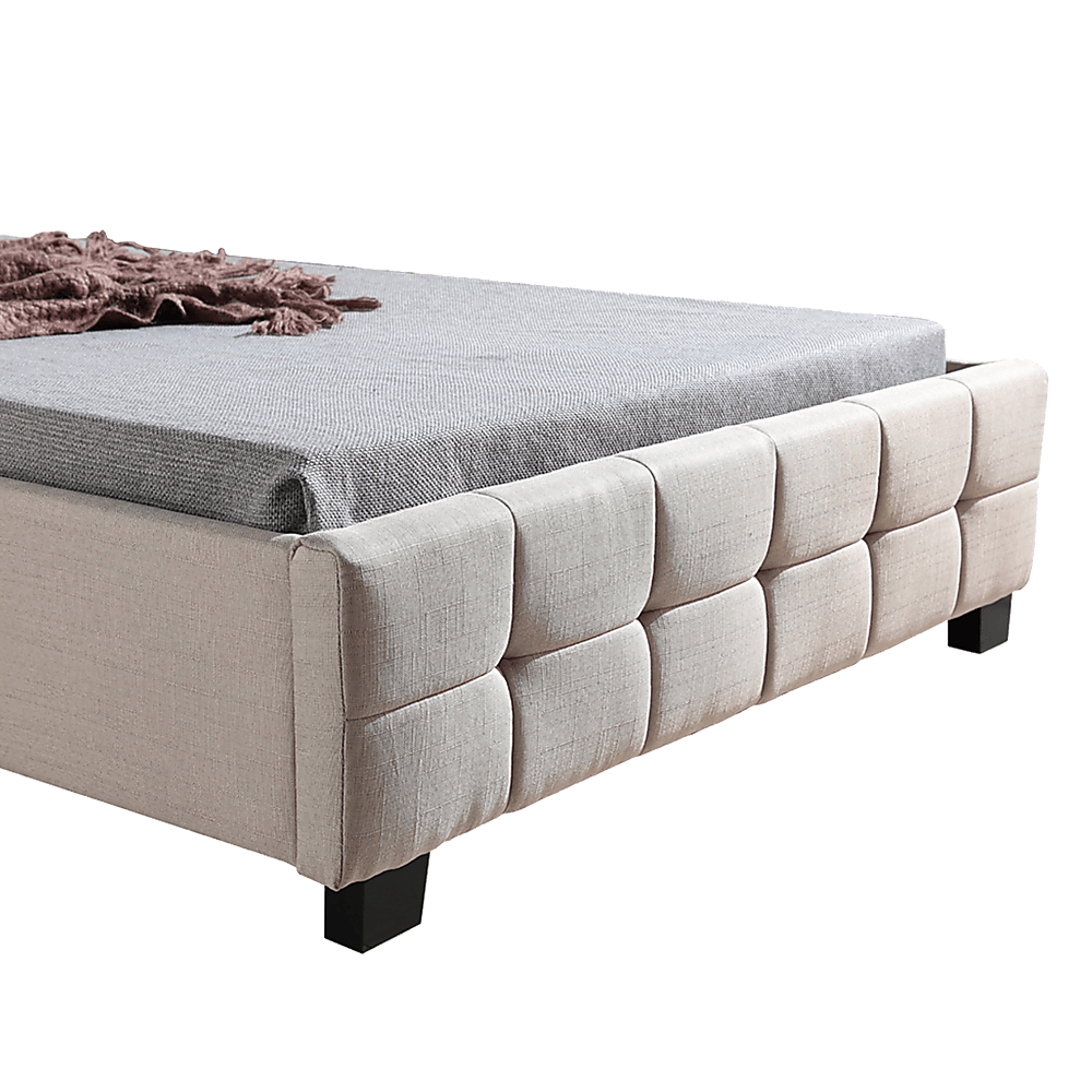 King Single Linen Fabric Deluxe Bed Frame Beige