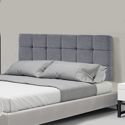 Linen Fabric Double Bed Deluxe Headboard Bedhead - Grey