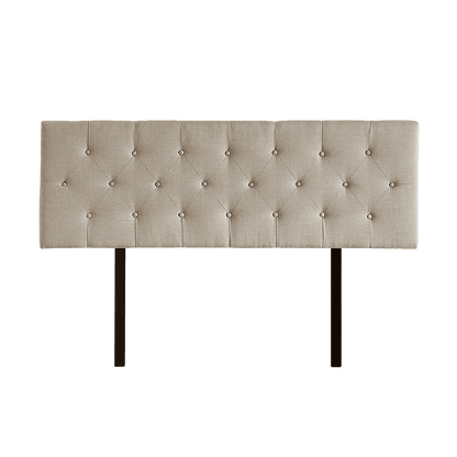 Linen Fabric Queen Bed Deluxe Headboard Bedhead - Beige