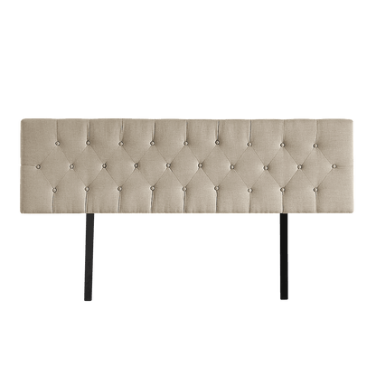 Linen Fabric King Bed Deluxe Headboard Bedhead - Beige