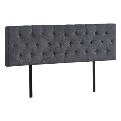 Linen Fabric King Bed Deluxe Headboard Bedhead - Grey