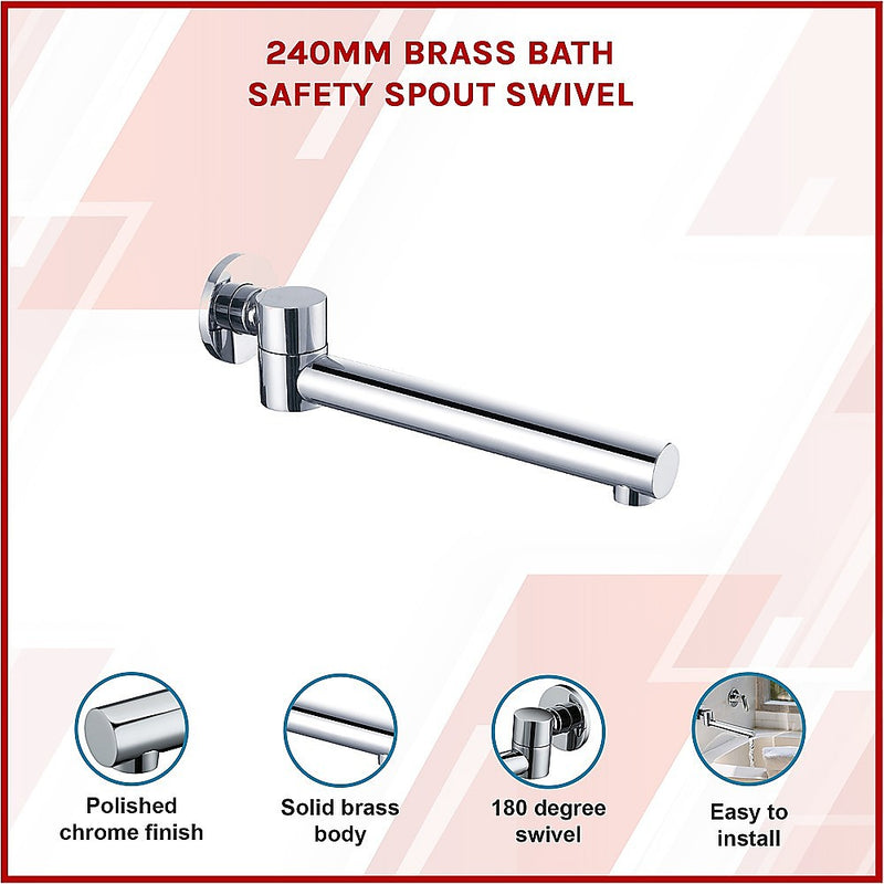 240mm Brass Bath Safety Spout Swivel