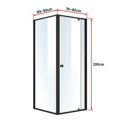 Semi Frameless Shower Screen (74~82)x 195cm & (89~92)x 195cm Side AS/NZS Glass
