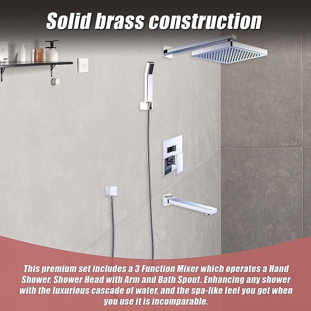 8" Rain Shower Head Straight Wall Arm Mixer Set Wall Bath Spout Outlet Tap