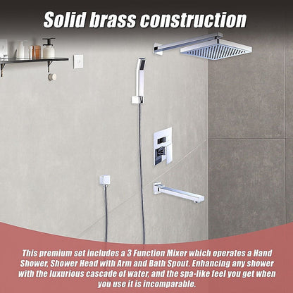8" Rain Shower Head Straight Wall Arm Mixer Set Wall Bath Spout Outlet Tap