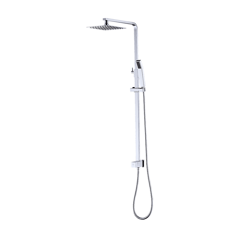 WELS 8" Rain Shower Head Set Square Dual Heads Faucet High Pressure Hand Held