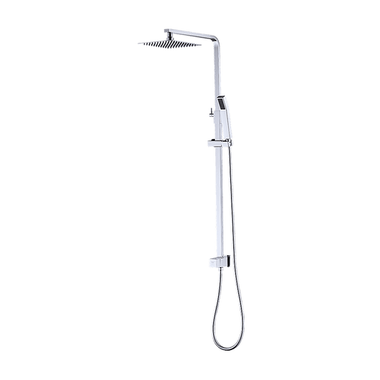 WELS 8" Rain Shower Head Set Square Dual Heads Faucet High Pressure Hand Held