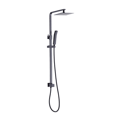 WELS 8" Rain Shower Head Set Square Dual Heads Faucet High Pressure Hand Held