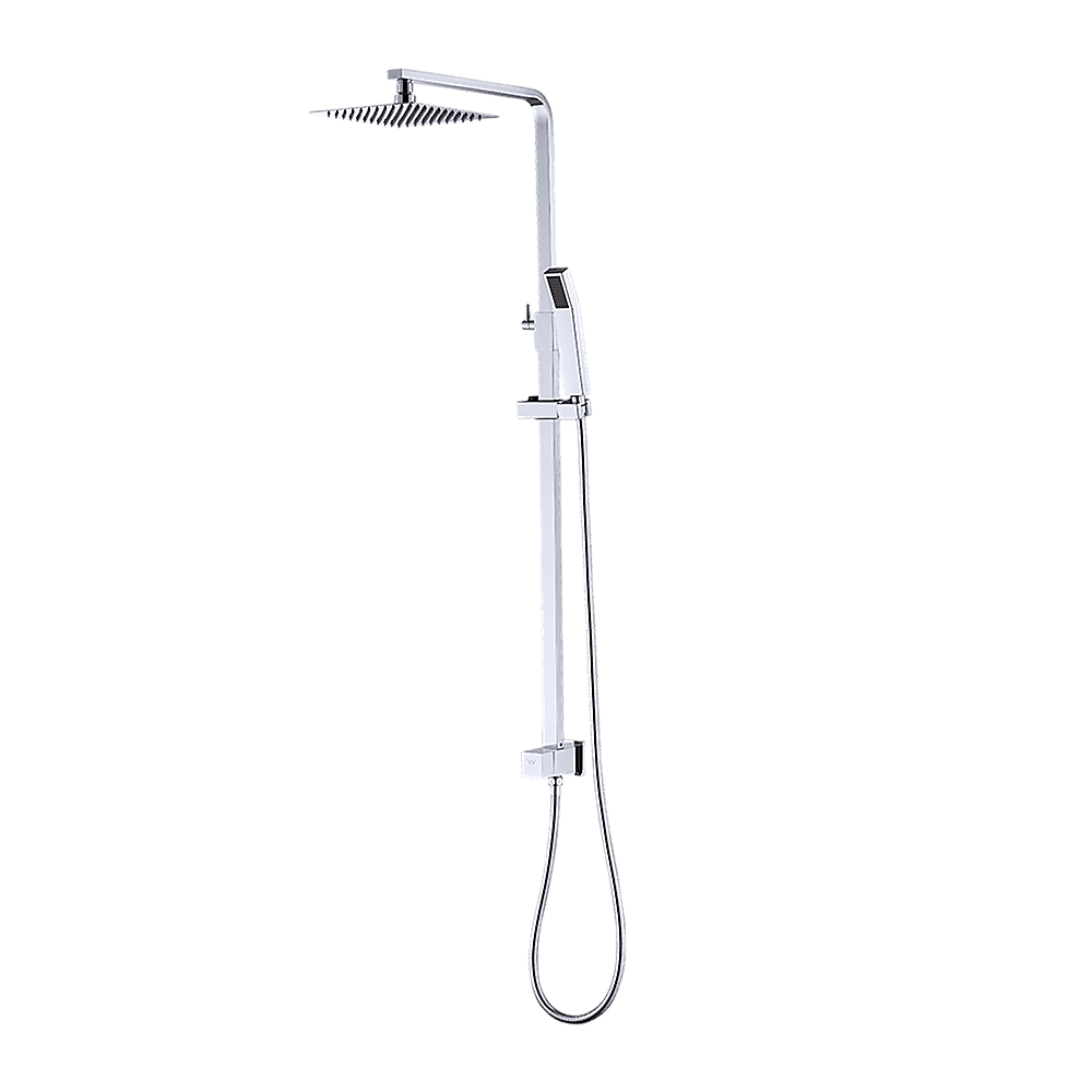 WELS 8" Rain Shower Head Set Square Dual Heads Faucet High Pressure With Mixer