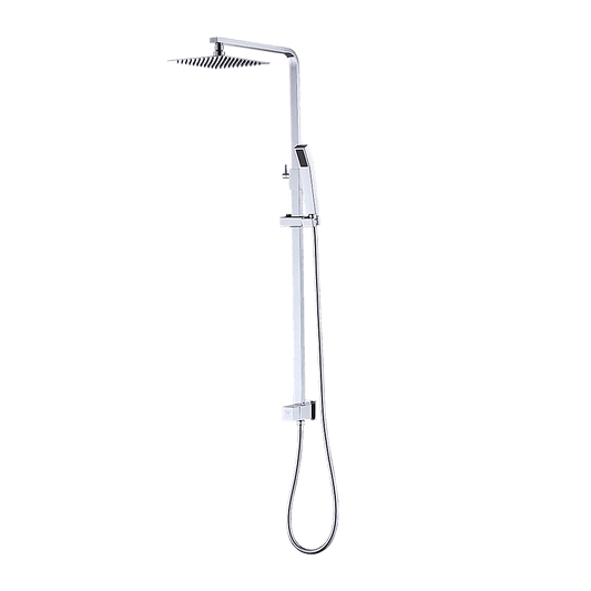 WELS 8" Rain Shower Head Set Square Dual Heads Faucet High Pressure With Mixer