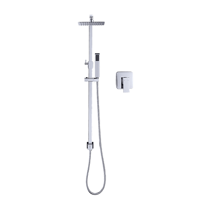 WELS 8" Rain Shower Head Set Square Dual Heads Faucet High Pressure With Mixer
