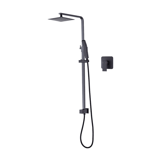 WELS 8" Rain Shower Head Set Square Dual Heads Faucet High Pressure With Mixer