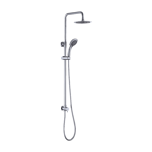 WELS 8" Rain Shower Head Set Rounded Dual Heads Faucet High Pressure Hand Held